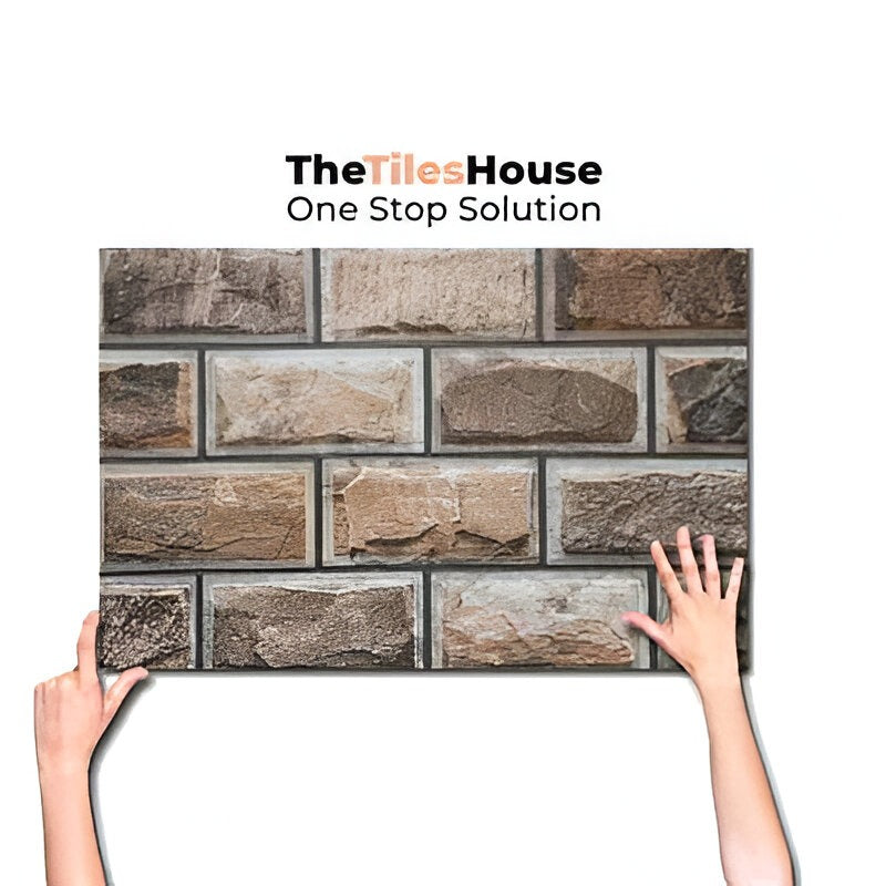 Rajasthan Brick Matt Vitrified Tile 12x18 inch with textured brick design, warm earthy tones, and matte finish, perfect for rustic and durable flooring or wall applications
