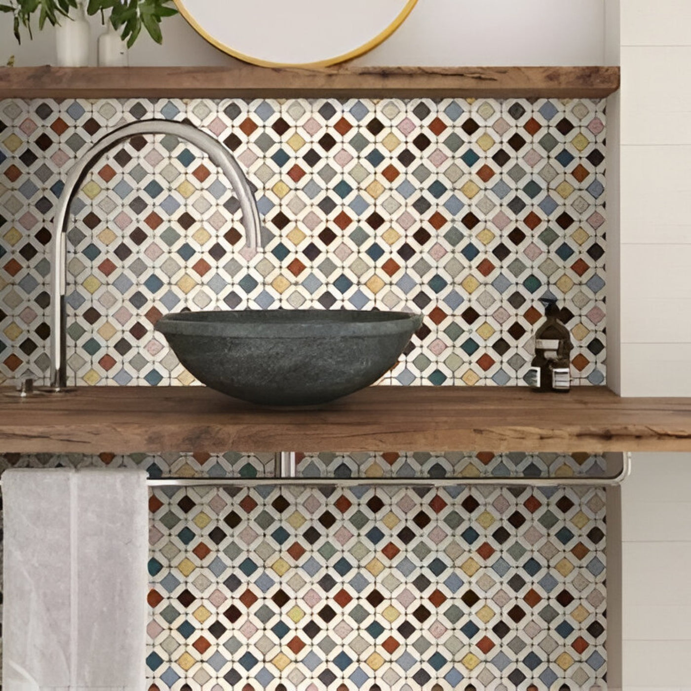 Chic Retro Petal Moroccan Bathroom Inspiration