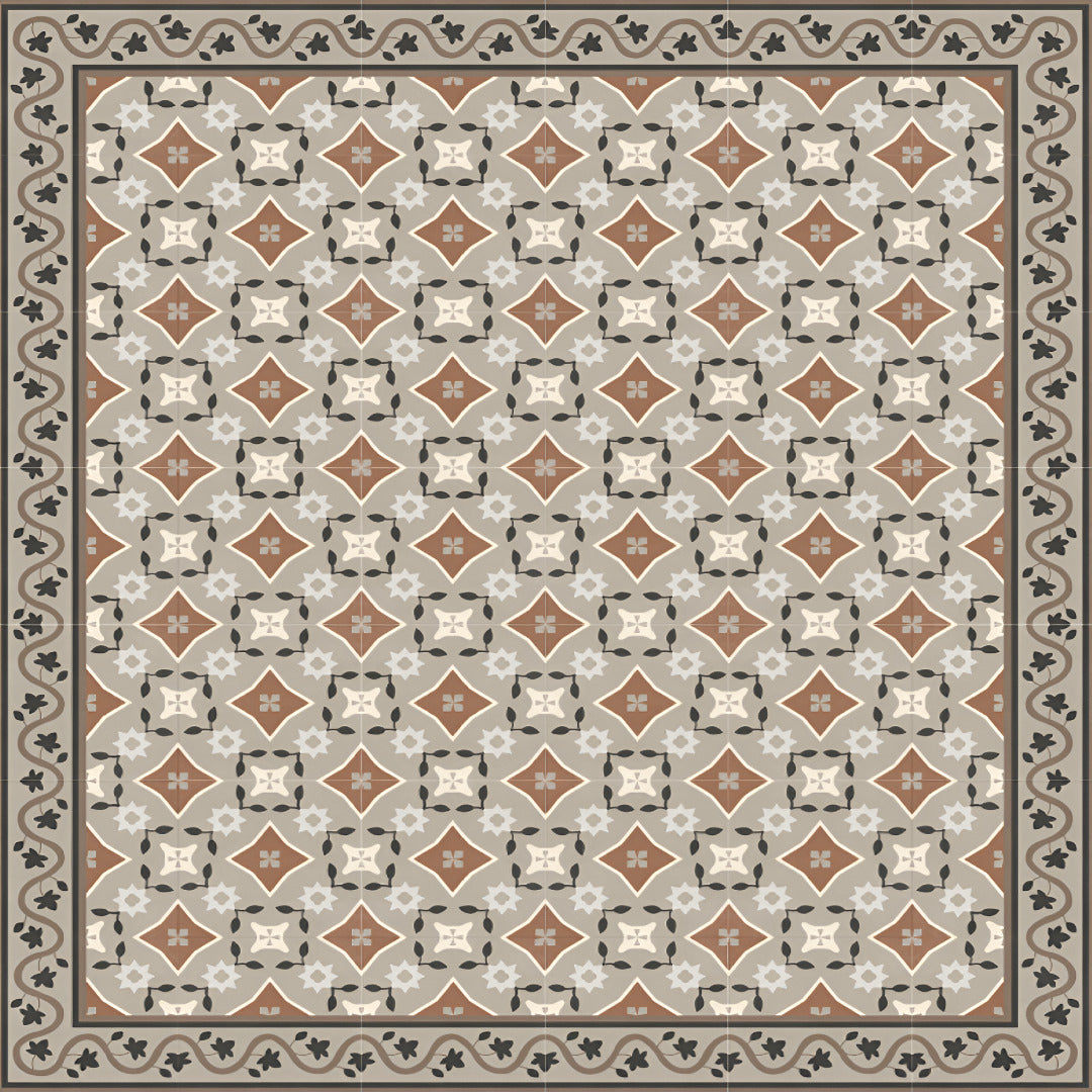 Rivoli Fort Verde Moroccan Vitrified Tile 8×8 Inch with matt finish, featuring printed Moroccan and Rangoli-inspired designs, ideal for floor and wall applications, showcasing elegant artistic patterns and durable vitrified material.