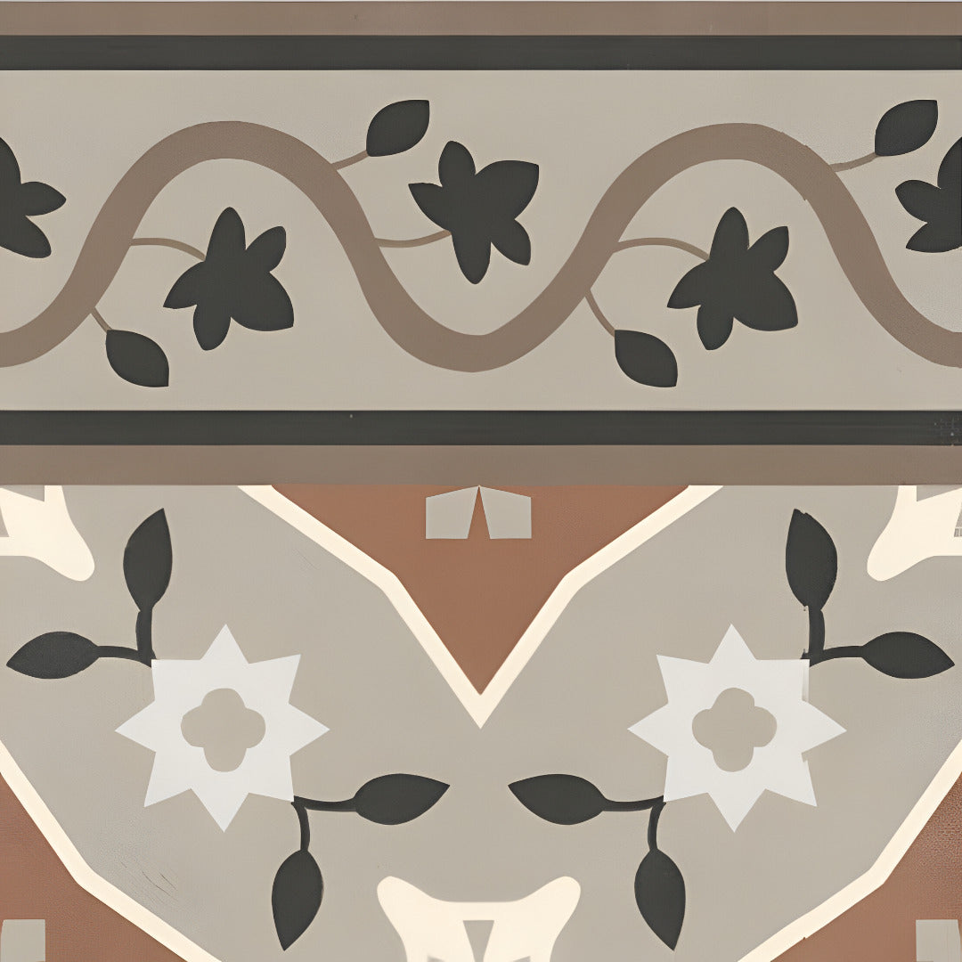 Rivoli Fort Verde Moroccan Vitrified Tile 8×8 Inch with matt finish, featuring printed Moroccan and Rangoli-inspired designs, ideal for floor and wall applications, showcasing elegant artistic patterns and durable vitrified material.