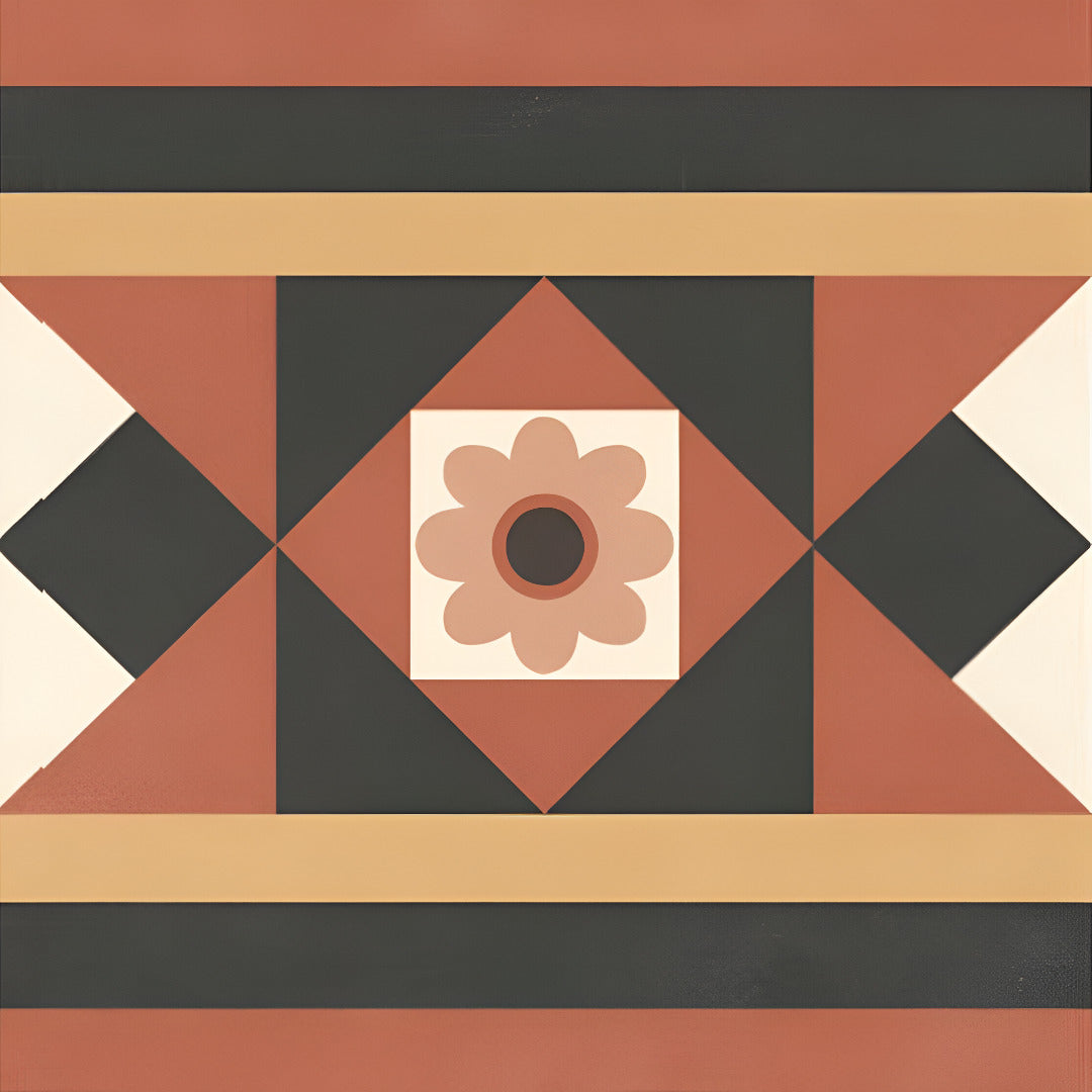 Rivoli Soil Dove Moroccan Vitrified Tile 8x8 Inch with matt finish, displaying intricate Moroccan, Printed, and Rangoli designs, ideal for floor and wall applications in modern and traditional interiors.