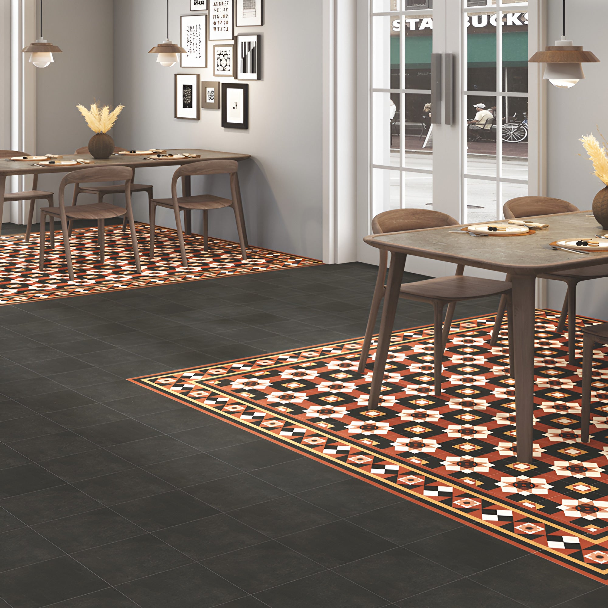 Rivoli Soil Dove Moroccan Vitrified Tile 8x8 Inch with matt finish, displaying intricate Moroccan, Printed, and Rangoli designs, ideal for floor and wall applications in modern and traditional interiors.