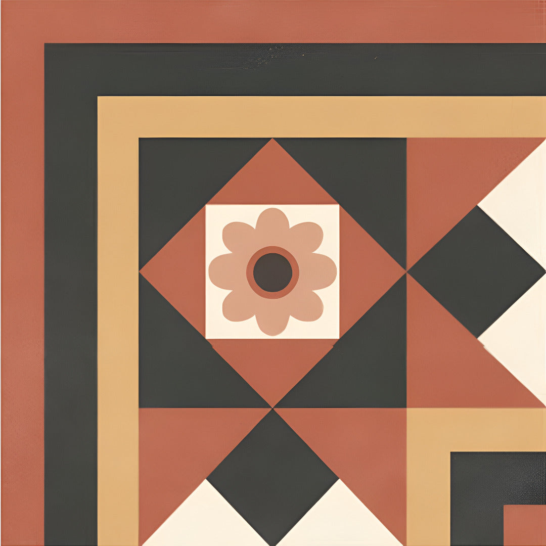 Rivoli Soil Dove Moroccan Vitrified Tile 8x8 Inch with matt finish, displaying intricate Moroccan, Printed, and Rangoli designs, ideal for floor and wall applications in modern and traditional interiors.