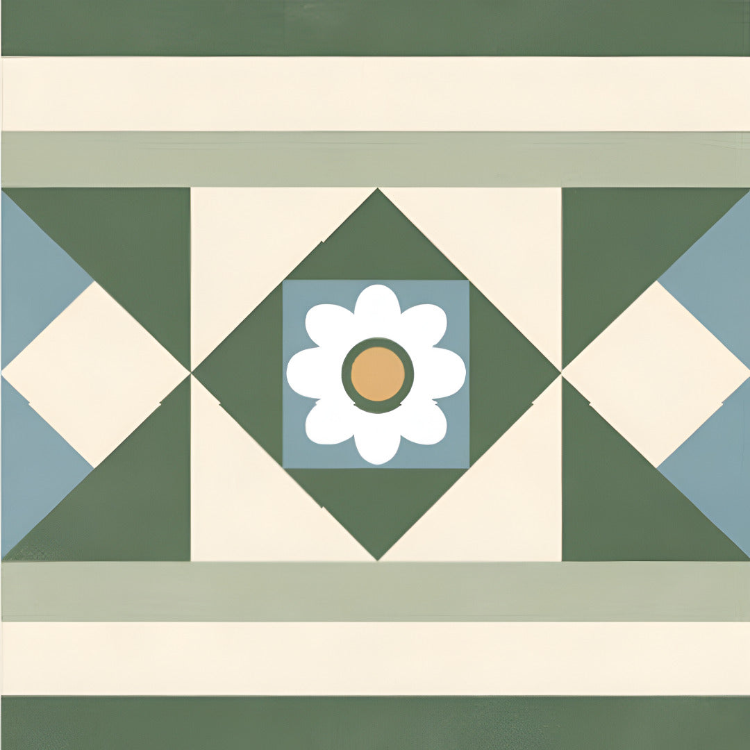 Rivoli Soil Glide Moroccan Vitrified Tile 8x8 Inch in matt finish, showcasing intricate Moroccan printed Rangoli patterns, suitable for floor and wall applications, highlighting durability, elegance, and artistic design.