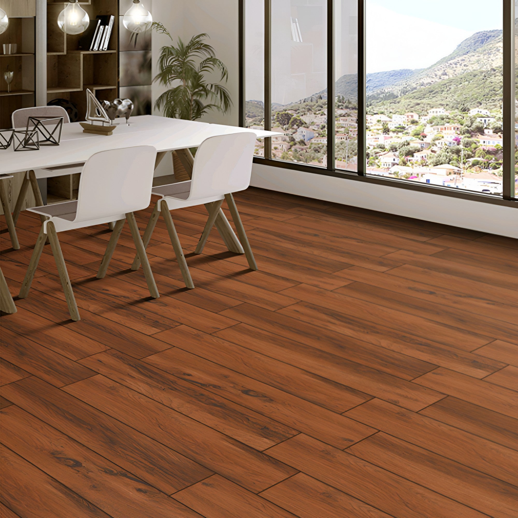 Rosewood Dacota Wooden Plank 8x48 Inch Matt Vitrified Floor Tile showcasing natural wooden grain texture with elongated plank design, warm brown tone, and realistic timber detailing used for elegant flooring spaces.