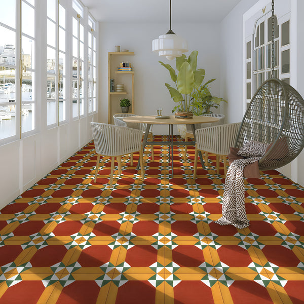Royal Octagon Ceramic Athangudi Tile 12 Inch x 12 Inch