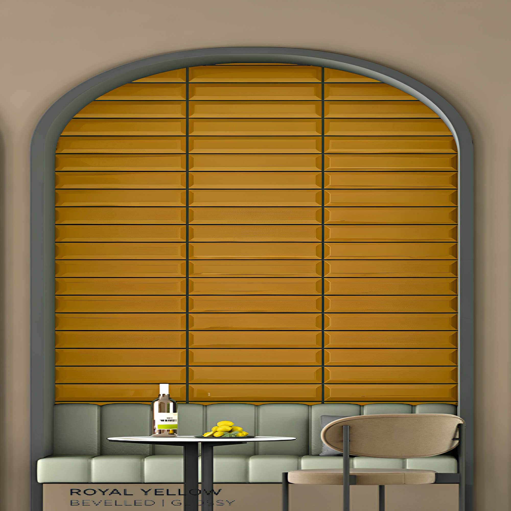 Royal Yellow Bevelled Subway Tile for kitchen and bathroom