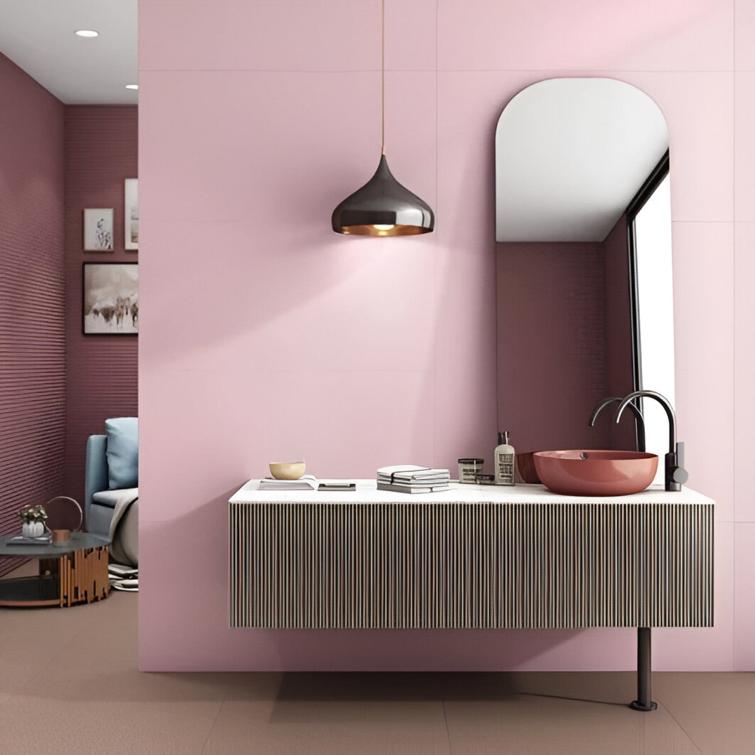 Ruby Full Body Vitrified Matt Tile 24 Inch x 48 Inch featuring a smooth matte finish in rich red tones with subtle texture suitable for modern wall and floor applications in living rooms kitchens and commercial spaces
