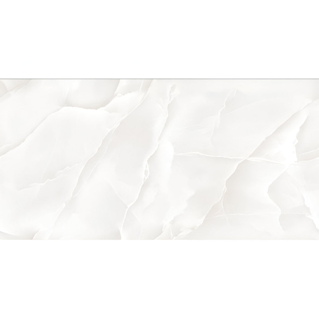 S-9009 Gloss White Vitrified Tile 24x48 Inch with Marble-Look Finish for Floor and Wall Use

