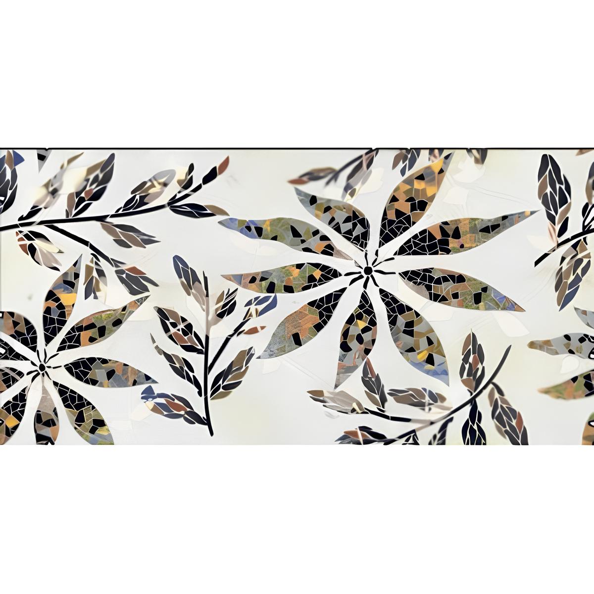 S-9013 Decor Gloss Vitrified Wall Tile 24x48 Inch – Grey Floral Mosaic Pattern

