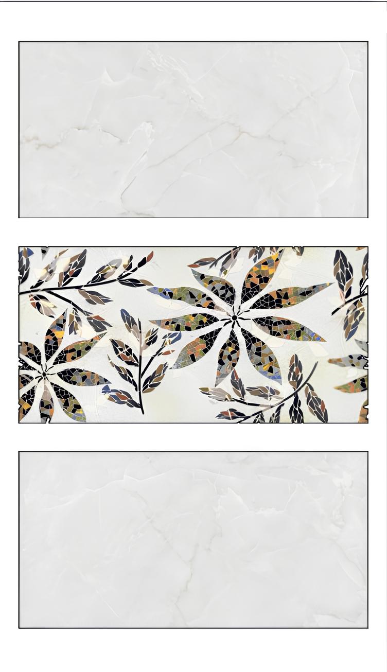 S-9013 Decor Gloss Vitrified Wall Tile 24x48 Inch – Grey Floral Mosaic Pattern


