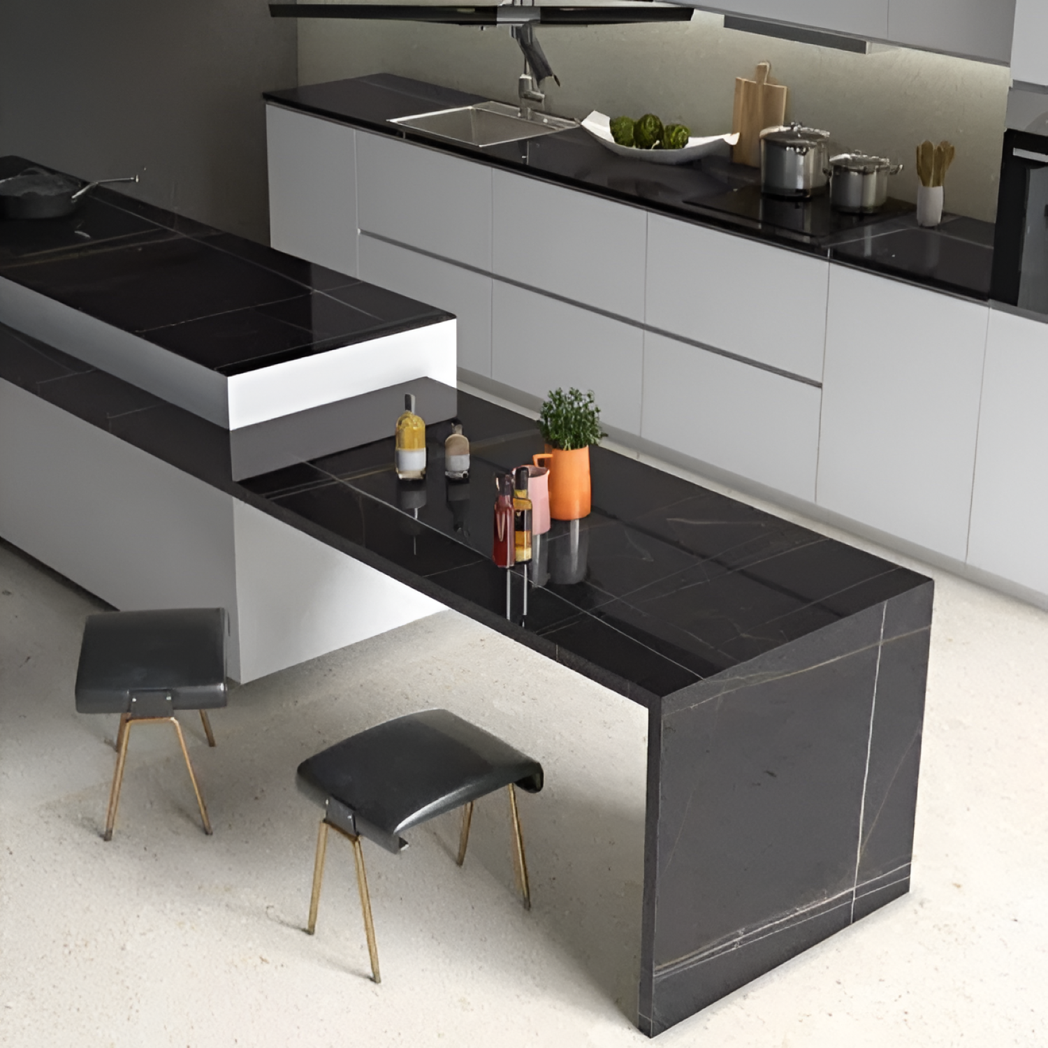 Saint Laurent Color Body Kitchen Countertop / Tabletop with a sleek, modern finish, featuring a durable, stain-resistant surface in a neutral color, ideal for contemporary kitchens and dining spaces