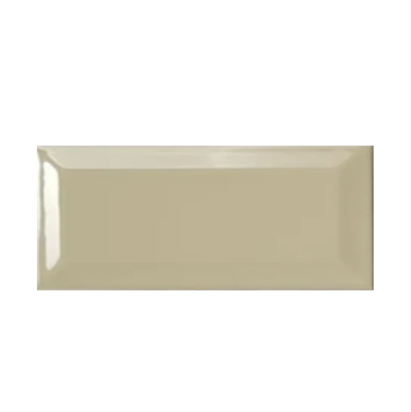 Sand Bevelled Subway Tile 4x8 inch with a glossy finish, featuring a warm sand-toned beveled surface, smooth and durable, ideal for contemporary backsplashes and decorative wall applications.
