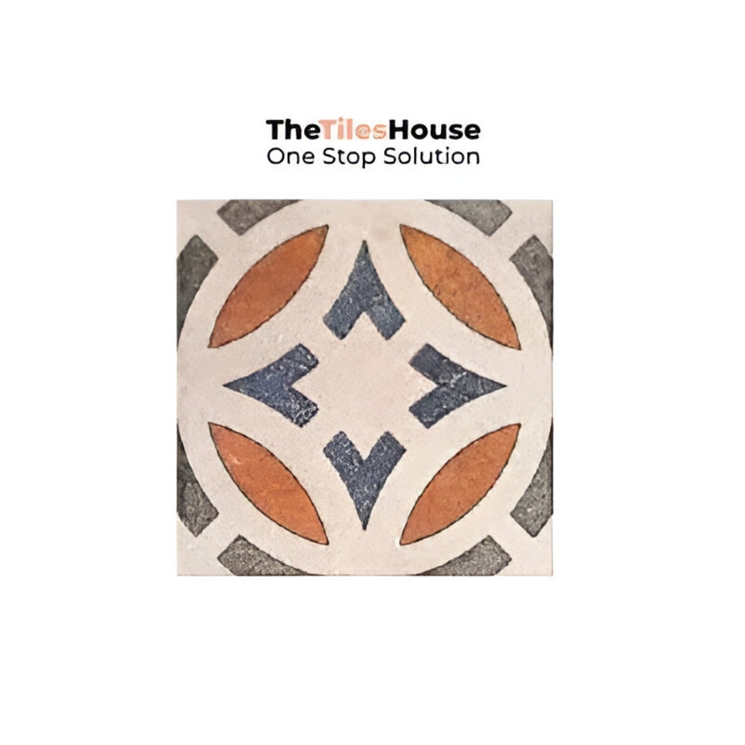 Colorful Savoca Decor 6x6 inch ceramic tiles arranged in a vintage patchwork style on a kitchen backsplash, featuring a mix of floral, geometric, and traditional patterns in warm earthy tones of terracotta, blue, mustard, and grey.