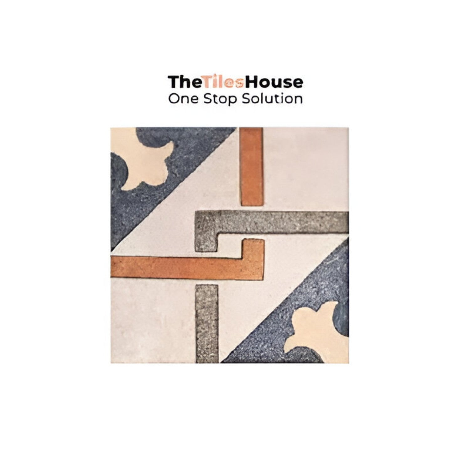 Colorful Savoca Decor 6x6 inch ceramic tiles arranged in a vintage patchwork style on a kitchen backsplash, featuring a mix of floral, geometric, and traditional patterns in warm earthy tones of terracotta, blue, mustard, and grey.