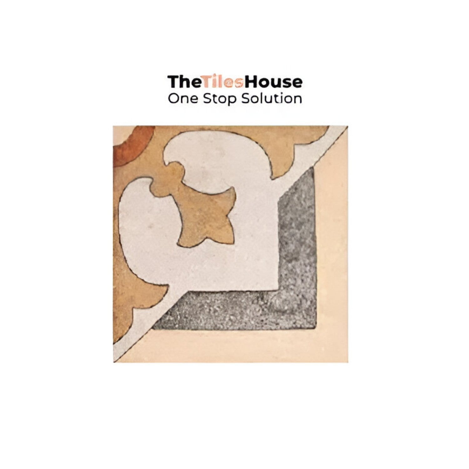 Colorful Savoca Decor 6x6 inch ceramic tiles arranged in a vintage patchwork style on a kitchen backsplash, featuring a mix of floral, geometric, and traditional patterns in warm earthy tones of terracotta, blue, mustard, and grey.