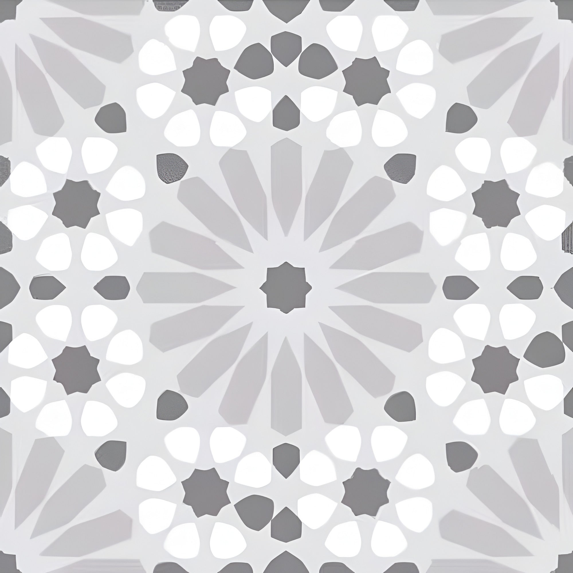 Savona Grey Moroccan Vitrified Tile 8x8 Inch with matt finish, featuring intricate Moroccan, printed, and Rangoli designs, perfect for stylish floor and wall applications, providing durability and aesthetic appeal.