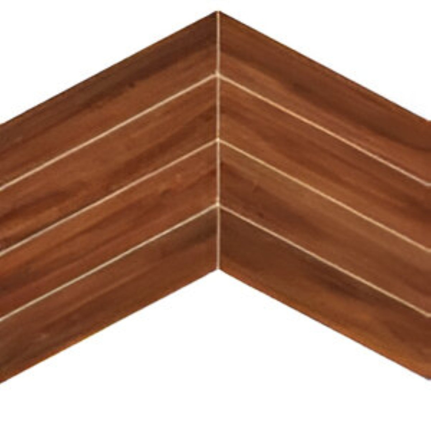 Sedona Chevron Wooden Tile 6x36 Inch, featuring rich reddish-brown wood tones arranged in a chevron pattern, perfect for elegant and durable flooring or wall applications.
