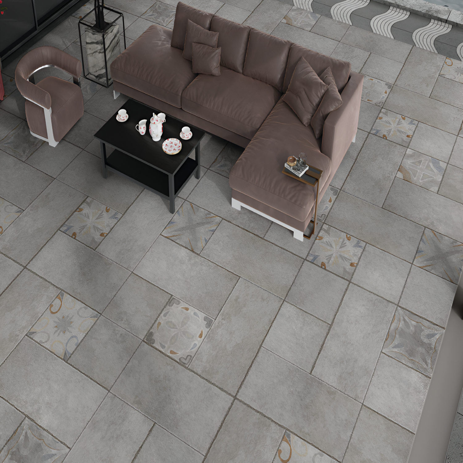 Sega Concrete Vitrified Floor Tile with a matt finish, featuring a realistic concrete-inspired grey texture, durable and scratch-resistant surface, ideal for contemporary floors in homes and commercial spaces.

