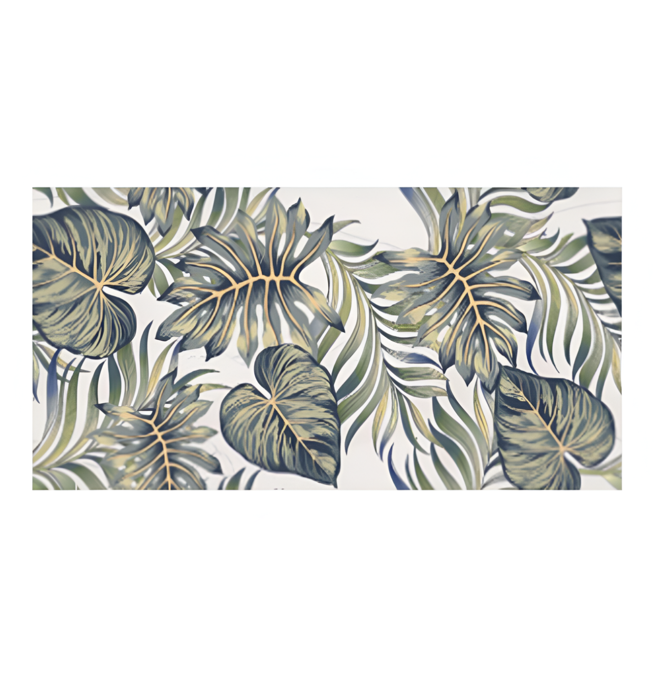 Segesta Silver Decor 2 vitrified wall tile 24x48 inch with tropical leaf design in silver and green