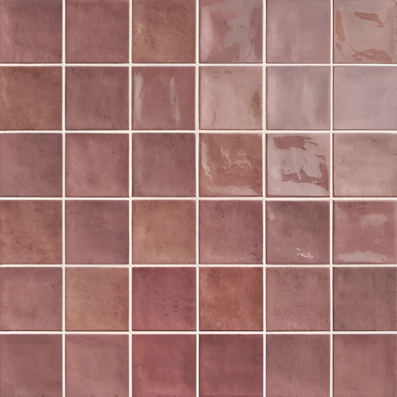 Segovia Carmine Ceramic Tile – 8×8 inch glossy red ceramic tile with handcrafted, subtly varied tones and a classic Moroccan-style pattern, perfect for vibrant accent walls.