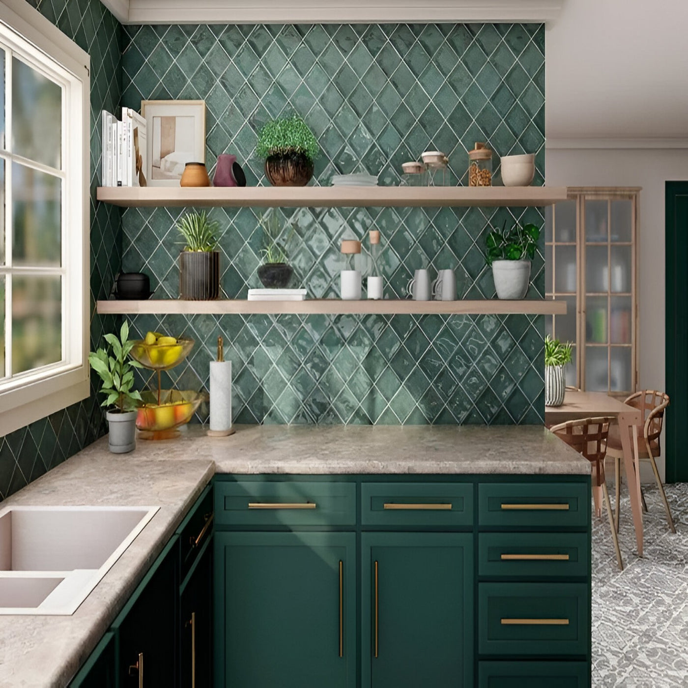 Azure Lattice Ocean Ceramic Kitchen Concept