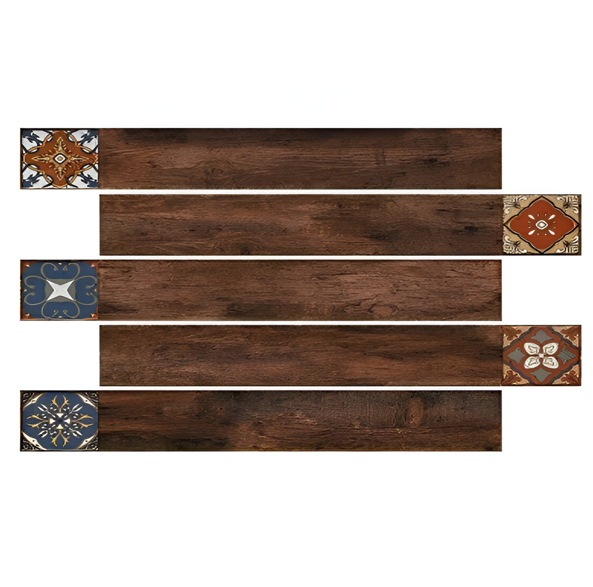 Sequio Marron Vitrified Tile – 6×36 inch matt-finish vitrified plank featuring rich, warm brown tones with subtle wood-grain texture, offering the durability of tile and the visual warmth of wood. 