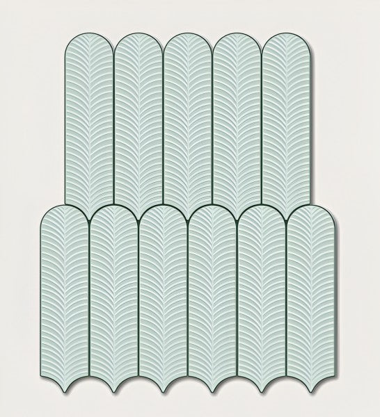 Soft Aqua Feather Tile – 3x12 Inch Light Blue Subway Tile with Elegant Feather Pattern for Serene Kitchen and Bathroom Designs