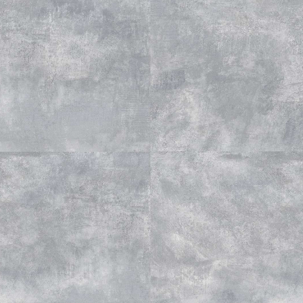 Stableton Gris ceramic floor tile in 24 x 24 inch size featuring a smooth solid surface with subtle rustic texture and matt finish, displayed in a modern interior flooring layout showing uniform edges and seamless installation pattern.