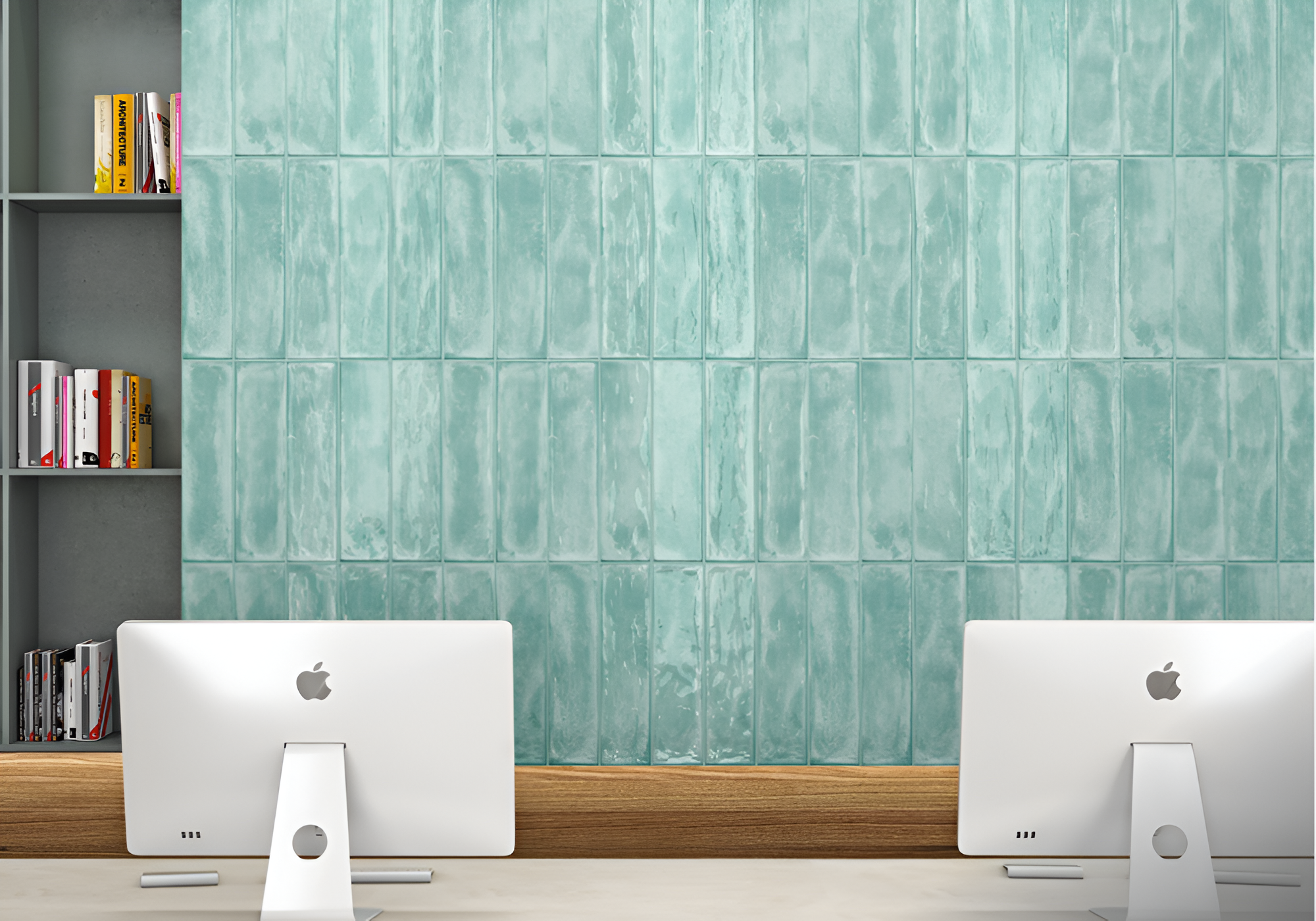 Gloss green subway ceramic wall tile, size 3x12 inch, for kitchen and bathroom walls.
