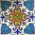 TTH‑11 Ceramic Tile – 6×6 inch ceramic tile featuring a warm yellow-orange background with a detailed white rangoli-style floral or mandala motif, ideal for decorative wall or mosaic applications.