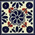TTH-226 Ceramic Tile 2 x 2 Inch – Handmade square tile featuring a detailed floral pattern in dark blue and red accents on a cream background, arranged in a grid layout.