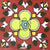 TTH-334 Ceramic Tile – 3x3 inch red gloss ceramic tile featuring a handcrafted Jaipur/Moroccan-style rangoli pattern.