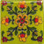TTH-335 Ceramic Tile in 3x3 inch size featuring a vibrant, hand-painted floral motif with yellow petals and green accents on a deep blue background, ideal for decorative borders or mosaic applications.