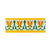 TTH-365 Ceramic Tile 3 x 6 Inch – Handmade tile with a traditional floral pattern in yellow, red, and green tones, bordered in red, placed on artificial grass.