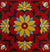TTH-445 Ceramic Tile – 4×4 inch glossy red ceramic tile featuring a handmade Jaipur/Moroccan-style rangoli design, ideal for decorative wall and floor accents.
