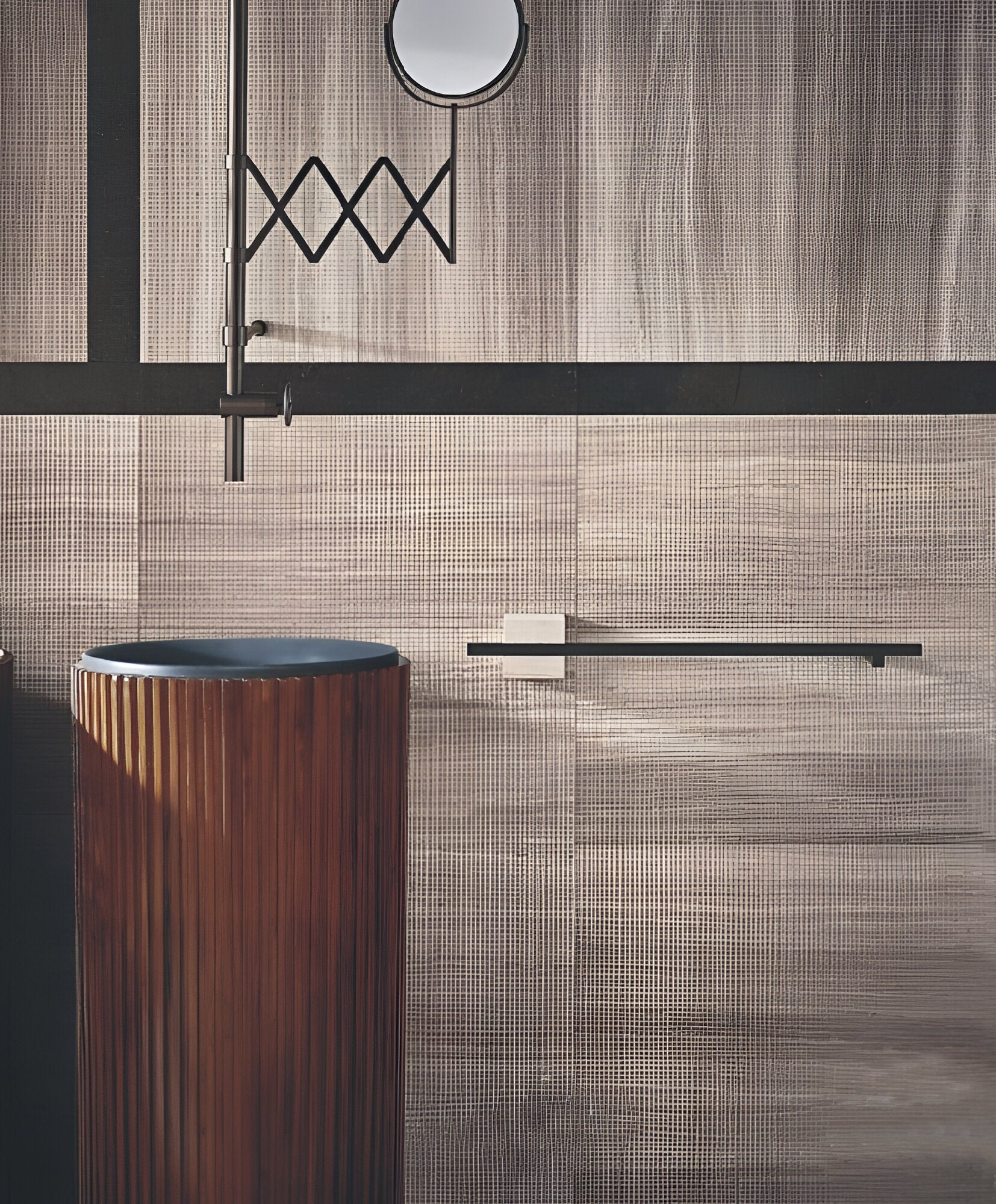 Ceramic pedestal washbasin TTH 107-1 with freestanding structure, integrated pedestal support, smooth ceramic surface, ergonomic basin depth, and vertical form designed for modern bathroom installations with concealed plumbing and efficient space utilization.