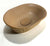 A countertop-mounted ceramic washbasin with an organic, free-flowing design, featuring smooth curved edges and a deep, well-defined basin structure.