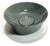 TTH 117-1 organic ceramic countertop washbasin with smooth curved edges, circular basin structure, and sculpted modern design, measuring 410×120 mm, installed on a bathroom countertop showcasing its elegant and seamless ceramic finish.