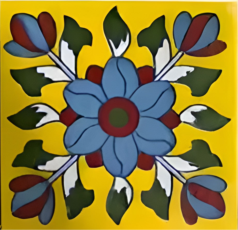TTH‑441 Ceramic Tile – 4×4 inch tile featuring a classic blue and white ceramic pattern in traditional Moroccan-inspired design, ideal for artistic wall or floor accents.