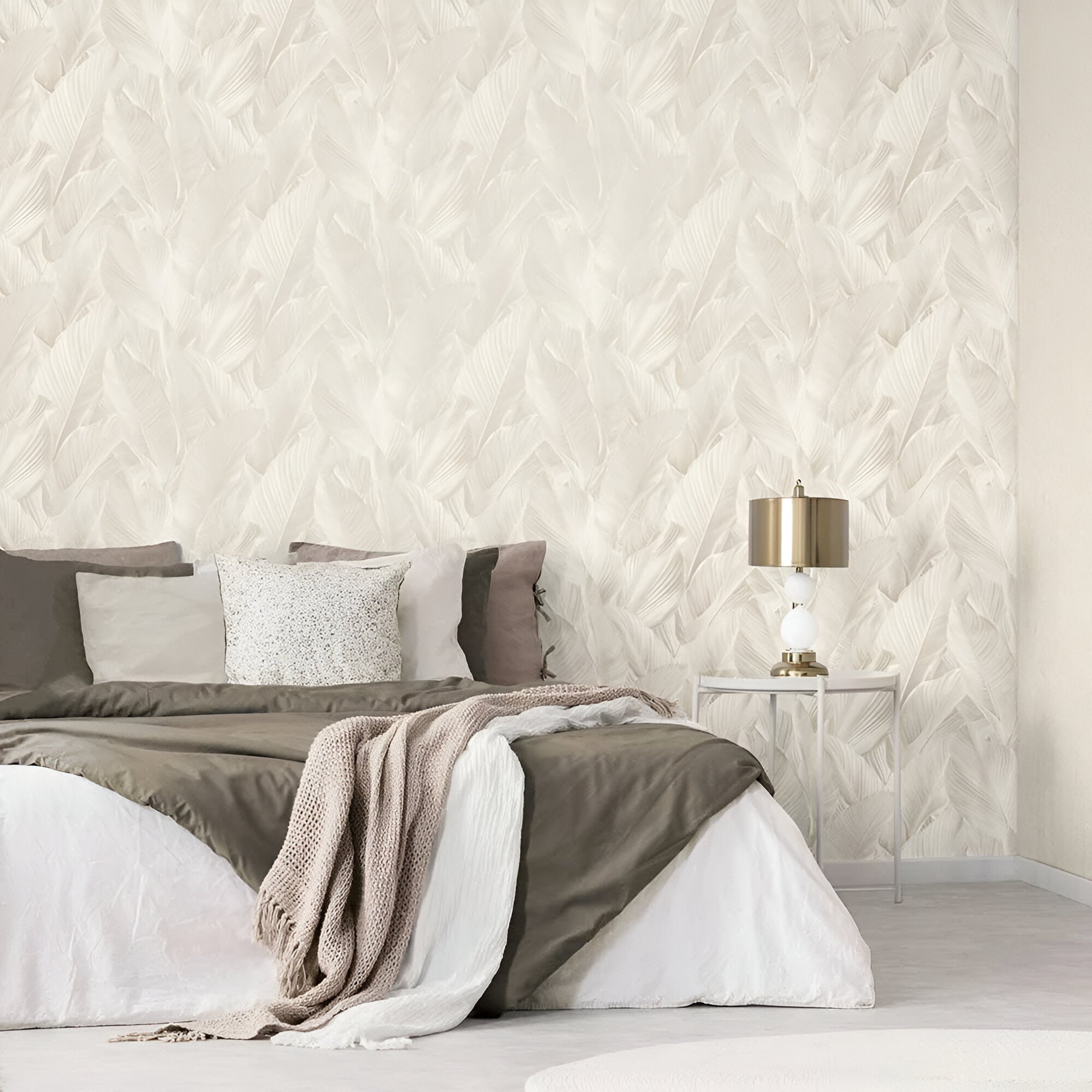 Tahiti 13305 Wallpaper featuring an elegant beige floral design, showcasing intricate flower patterns with soft neutral tones, ideal for modern and classic interior décor, perfect for bedrooms, living rooms, dining spaces, and feature walls.