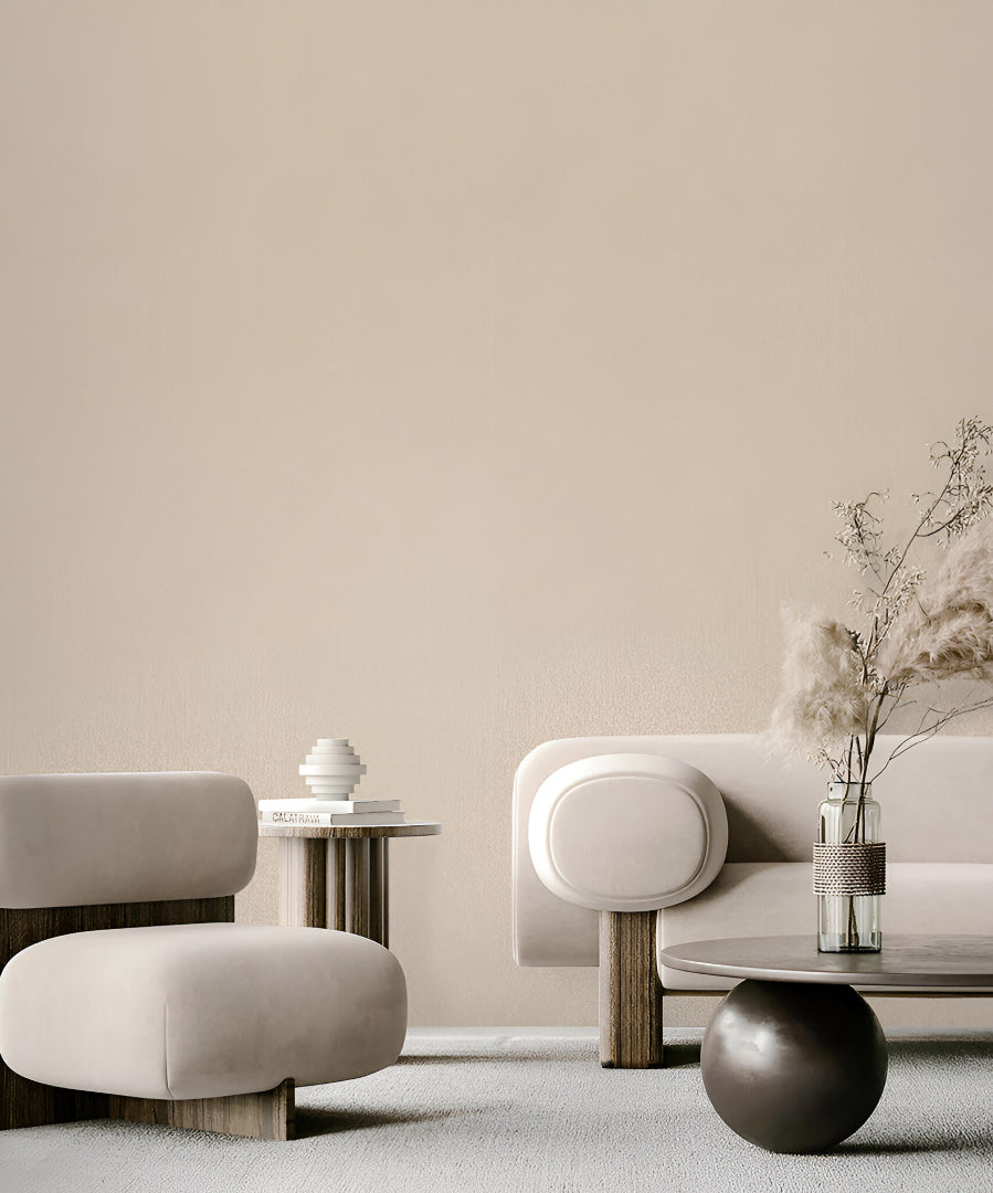 Tahiti 13311 Wallpaper in beige, showcasing a subtle textured fabric-like pattern, ideal for modern and classic interiors, adding warmth and sophistication to living rooms, bedrooms, and office spaces.