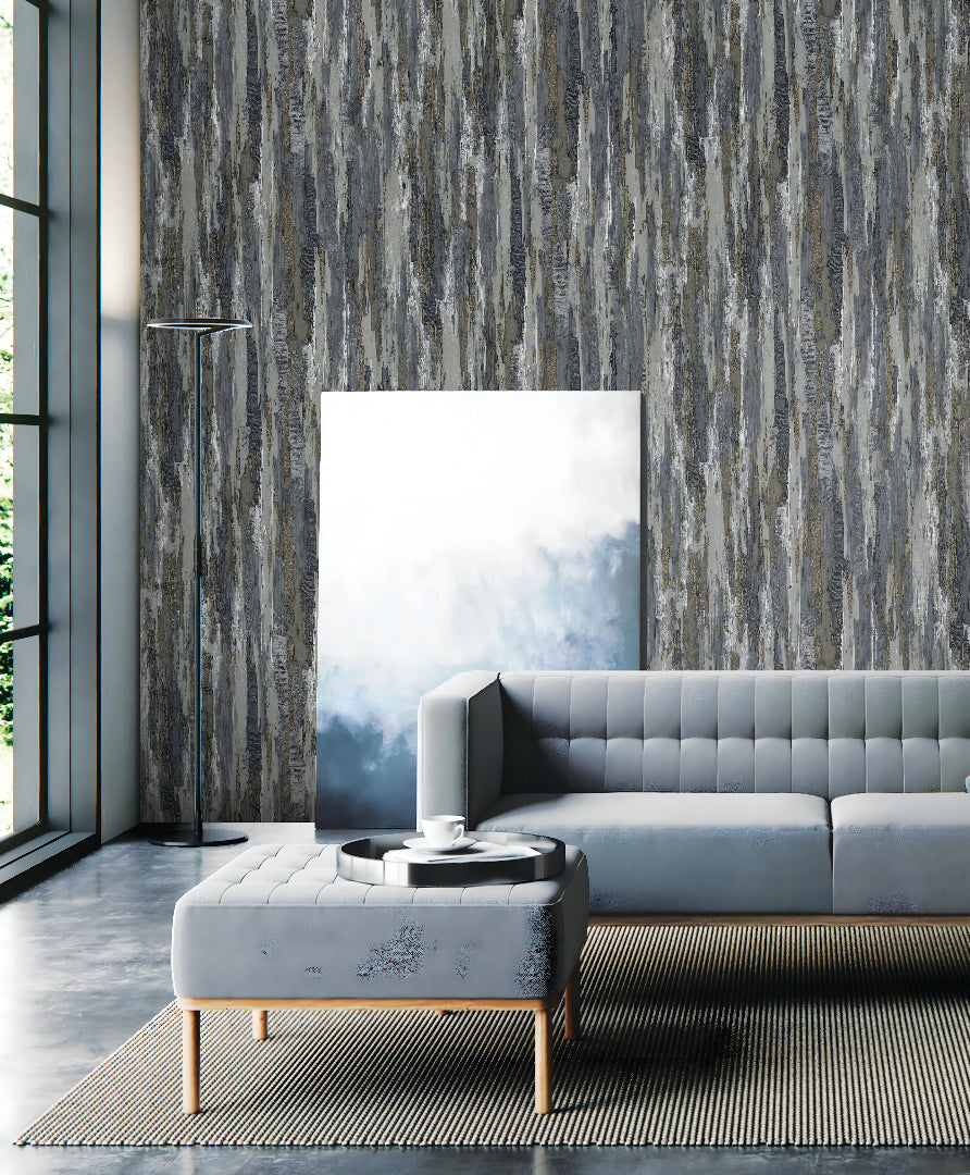 Tahiti 13356 Grey Wallpaper showcasing soft textured patterns in elegant grey, perfect for modern and classic interior walls, adding depth and sophistication to living rooms, bedrooms, and office spaces.