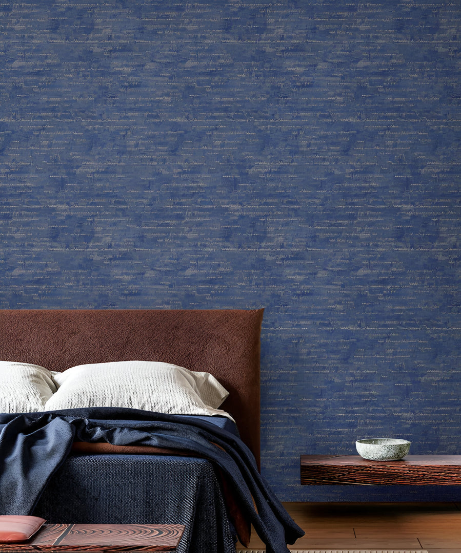 Tahiti 13369 Blue Wallpaper showing intricate abstract textures in varying shades of blue, with a smooth, elegant finish ideal for modern living rooms, bedrooms, and creative office spaces.