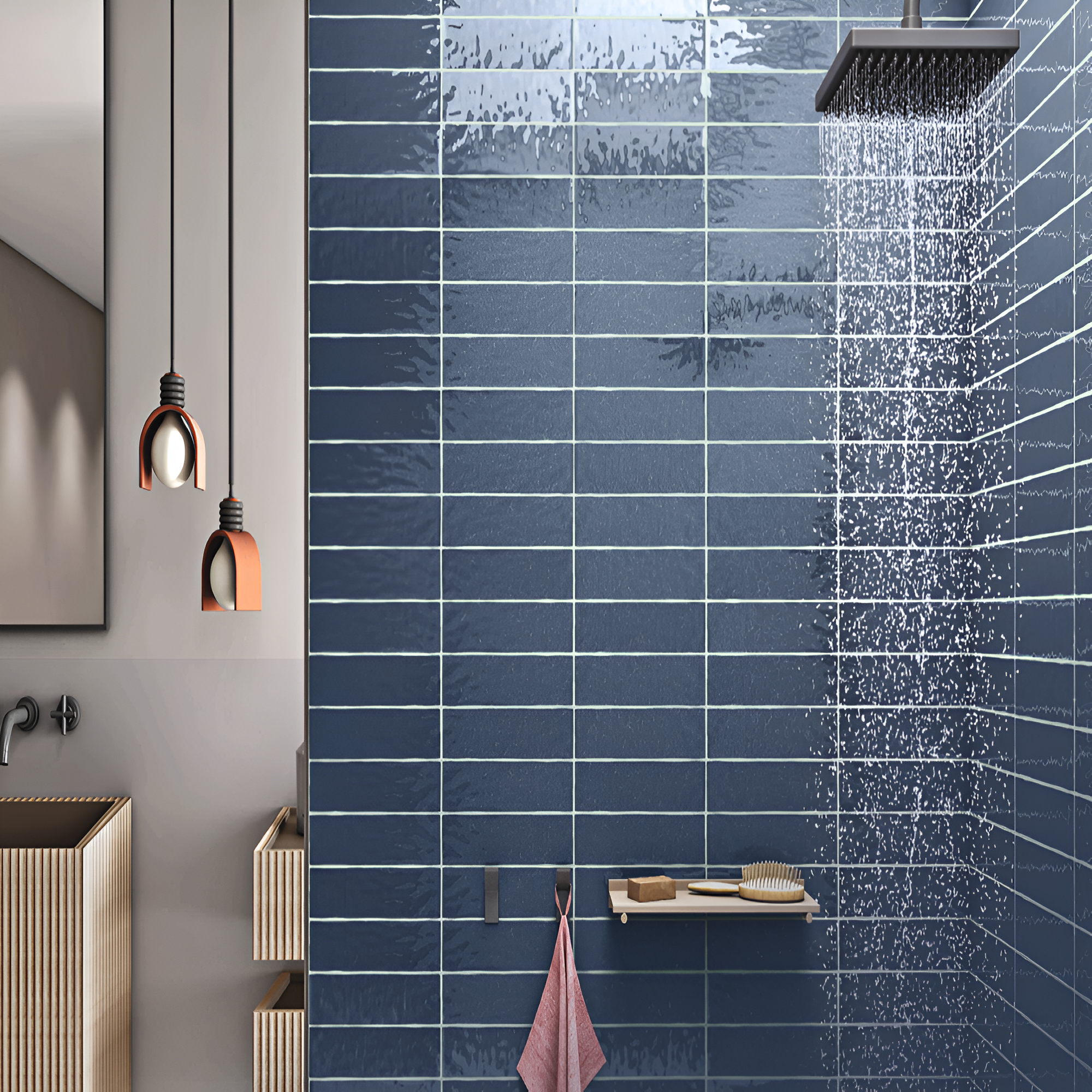 Teal Blue Handicraft Subway Tile 3x12 glossy ceramic – artisanal handmade subway tile with rich blue tones, perfect for kitchen backsplash, bathroom wall, and modern accent designs