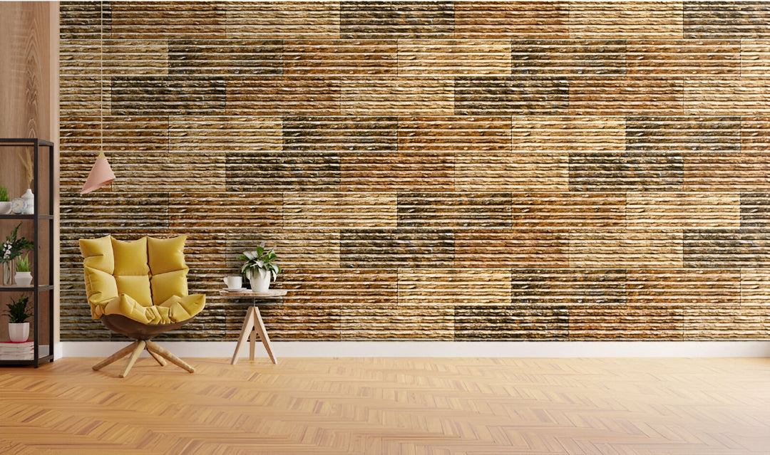 Topaz 03 Matt Vitrified Wall Tile 12x18 Inch with taupe-brown stone design – The Tiles House

