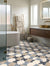 Topaz Moroccan Vitrified Tile 16×16 Inch (B) featuring an intricate Moroccan-inspired printed Rangoli pattern with a matt finish, designed for bathroom floor applications. Premium vitrified tile showcasing decorative geometric motifs, durable construction, low-maintenance surface, and elegant traditional craftsmanship suitable for modern and classic interior flooring designs.
