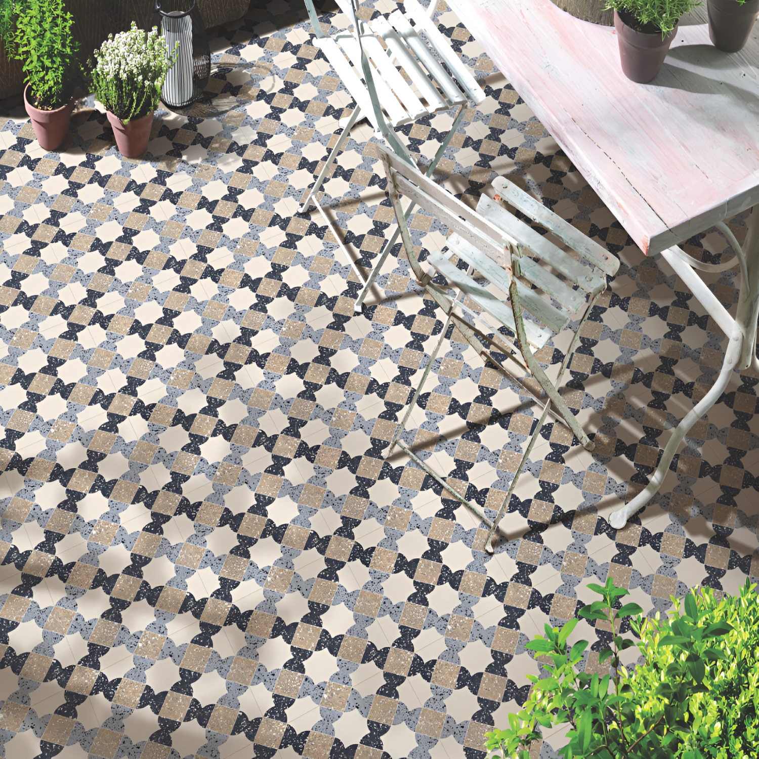 Topaz Moroccan Vitrified Tile – 16x16 Inch floor tile with traditional Moroccan design in rich topaz and earthy tones, perfect for bold, stylish, and durable flooring.









