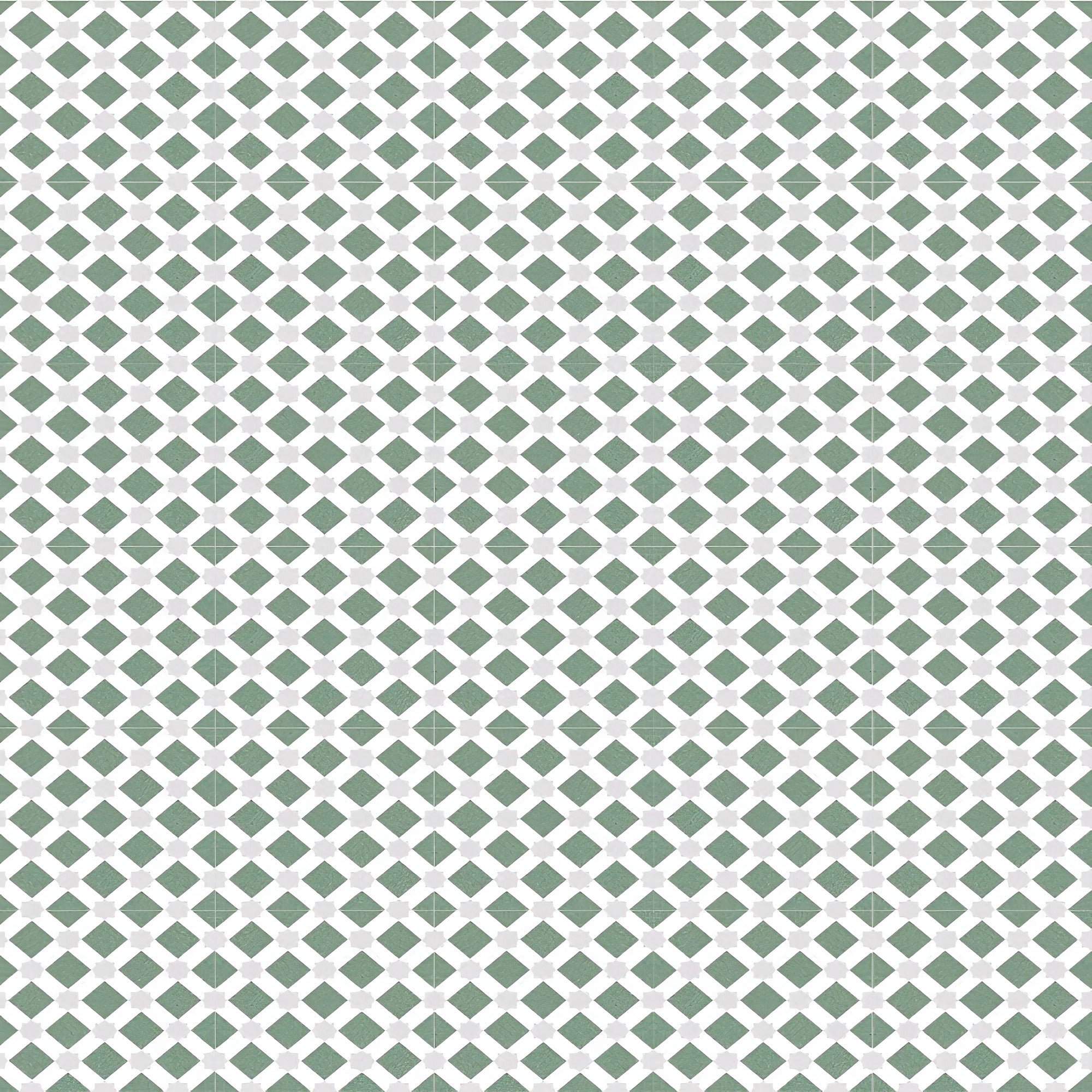 Toscana Green Moroccan Vitrified Tile 8x8 Inch with matt finish, featuring elegant printed Rangoli designs in green, suitable for both wall and floor applications, offering durability and aesthetic appeal for modern and traditional interiors.