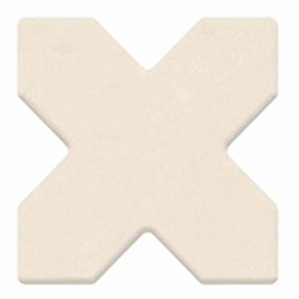 Trefoil Ivory Star-Cross vitrified tile in 6×6 inch size featuring a soft ivory tone with a detailed star-cross surface pattern and matt finish, suitable for elegant floor and wall installations in modern and classic interiors.